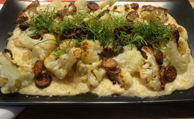 Roasted Cauliflower with Fried Caper Berries and a Creamy Cashew Sauce