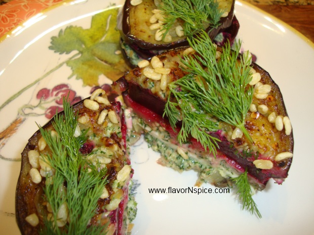 Eggplant, Beets and Mozzarella-stack-13