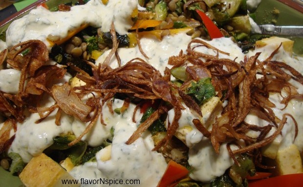 Tofu Lentil Salad with Greek Yogurt and Herb Dressing