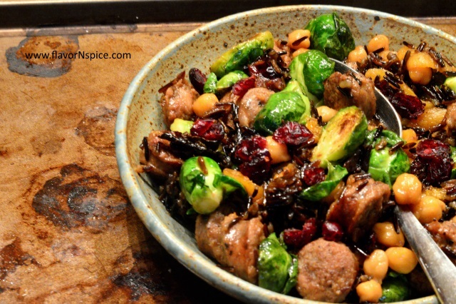 Wild rice with Pork sausage and Raosted Brussels sprouts-paint-1